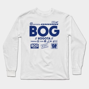 Vintage Bogota BOG Airport Code Travel Day Retro Travel Tag Long Sleeve T-Shirt